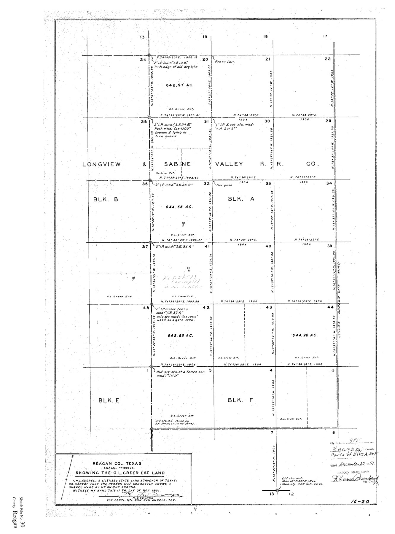 12226, Reagan County Sketch File 30, General Map Collection