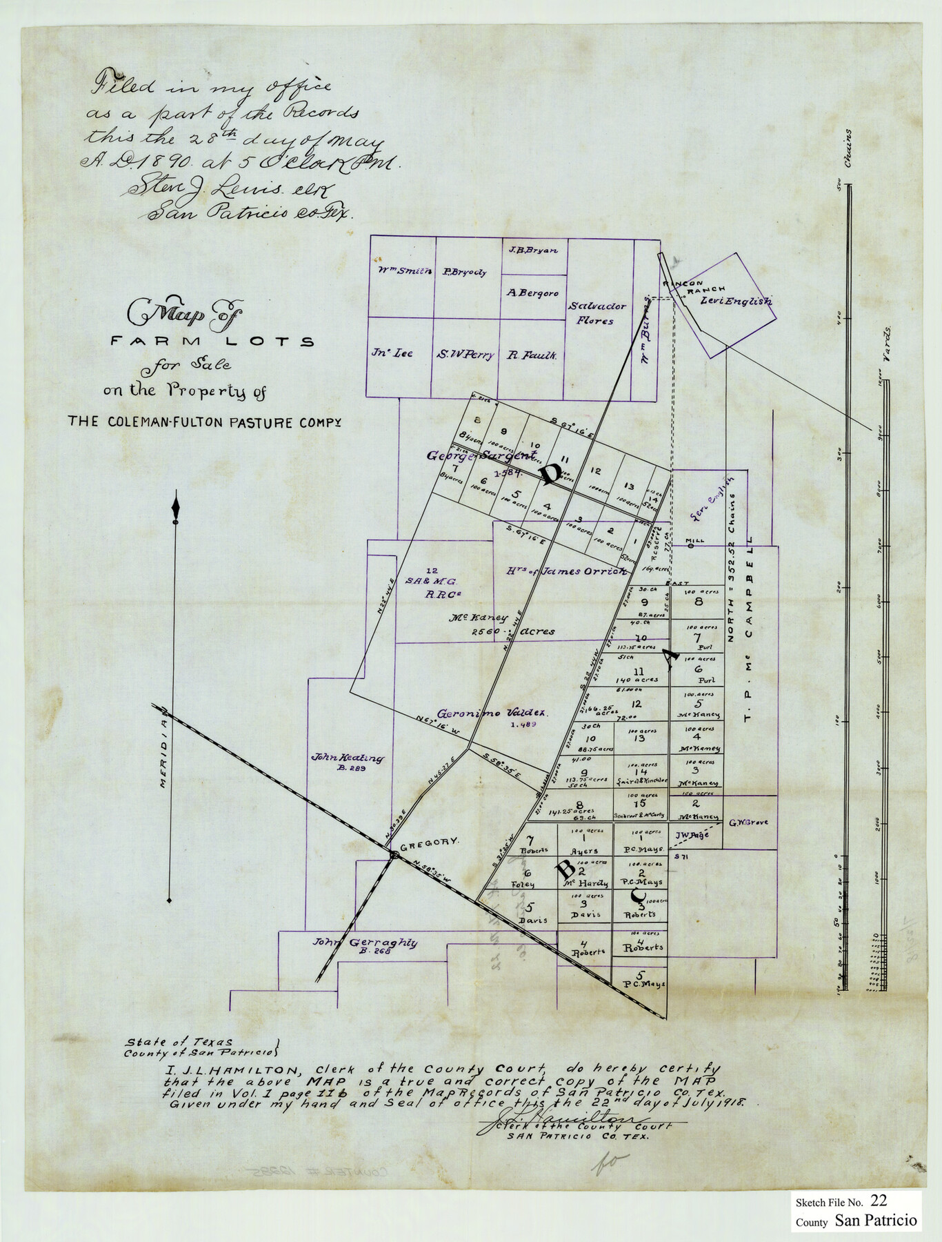 12285, San Patricio County Sketch File 22, General Map Collection