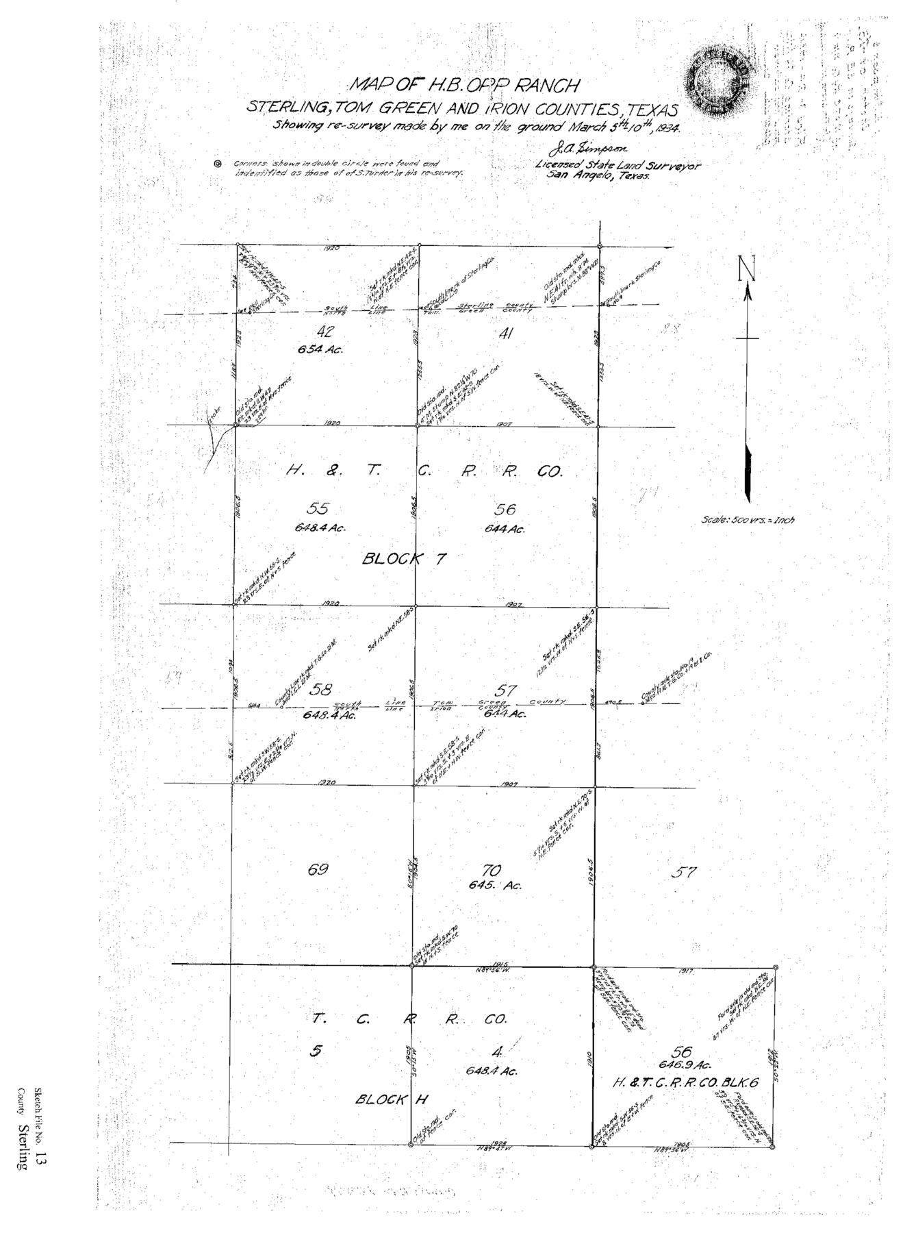 12359, Sterling County Sketch File 13, General Map Collection