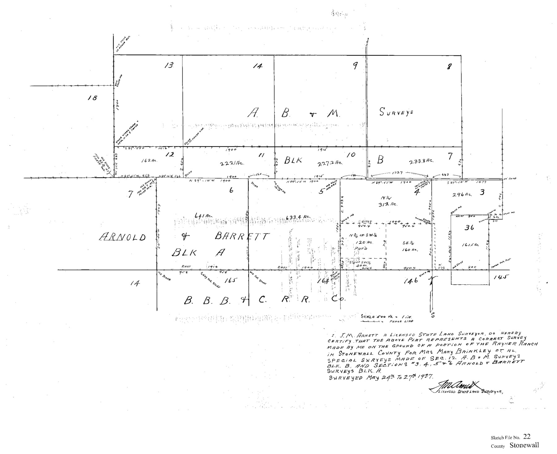 12368, Stonewall County Sketch File 22, General Map Collection