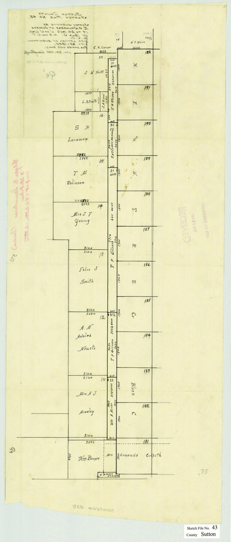 12391, Sutton County Sketch File 43, General Map Collection