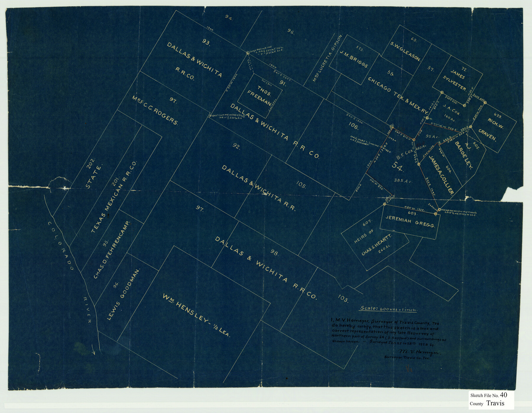 12464, Travis County Sketch File 40, General Map Collection