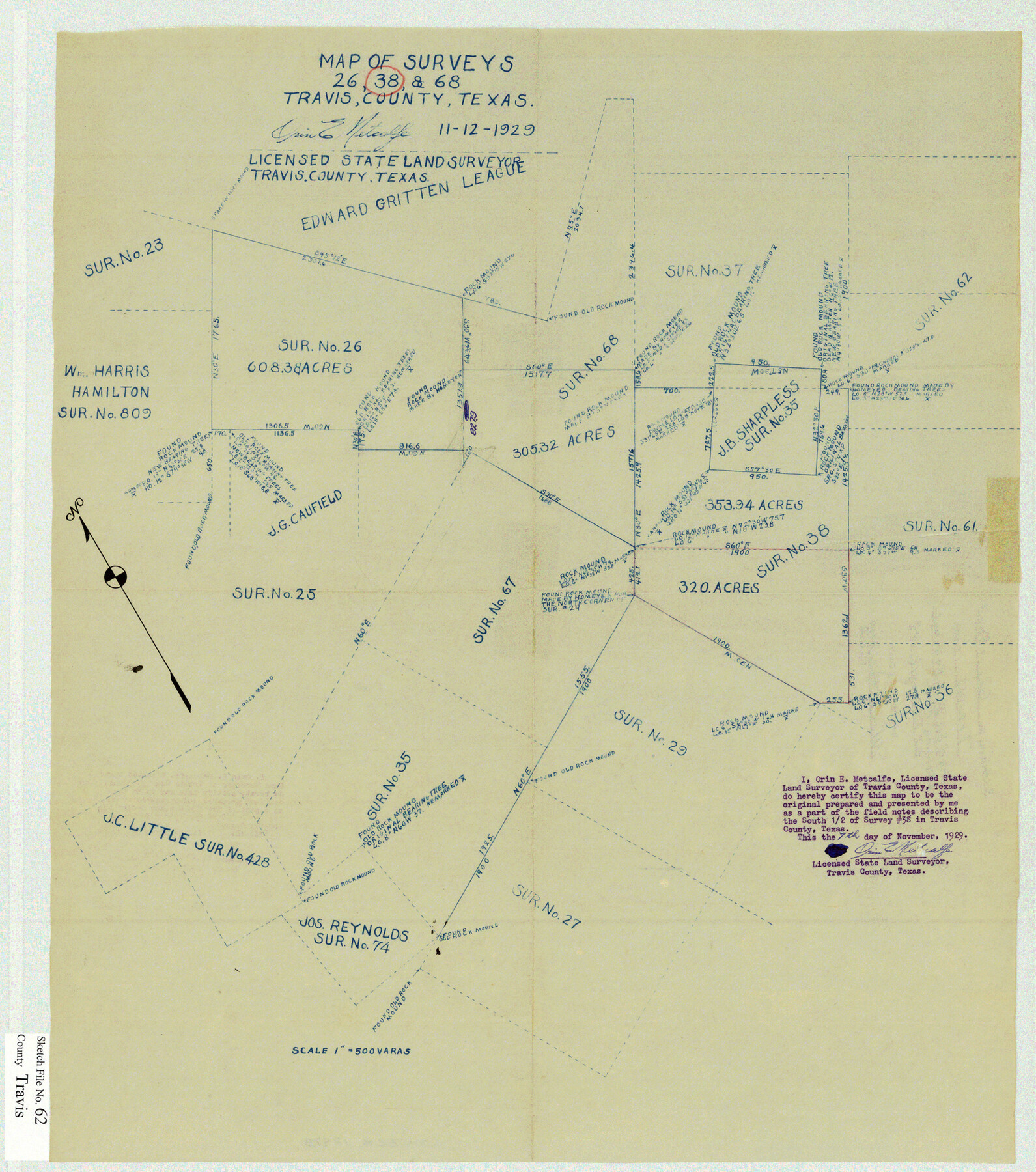 12473, Travis County Sketch File 62, General Map Collection