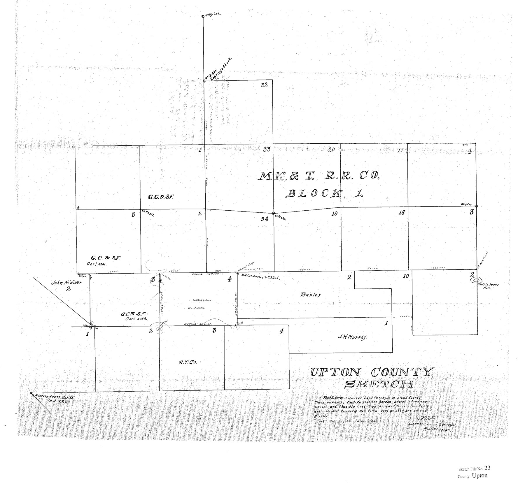 12519, Upton County Sketch File 23, General Map Collection