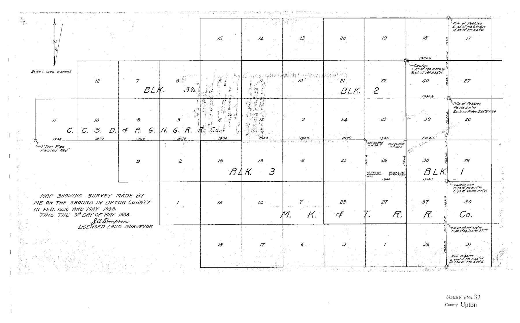 12523, Upton County Sketch File 32, General Map Collection