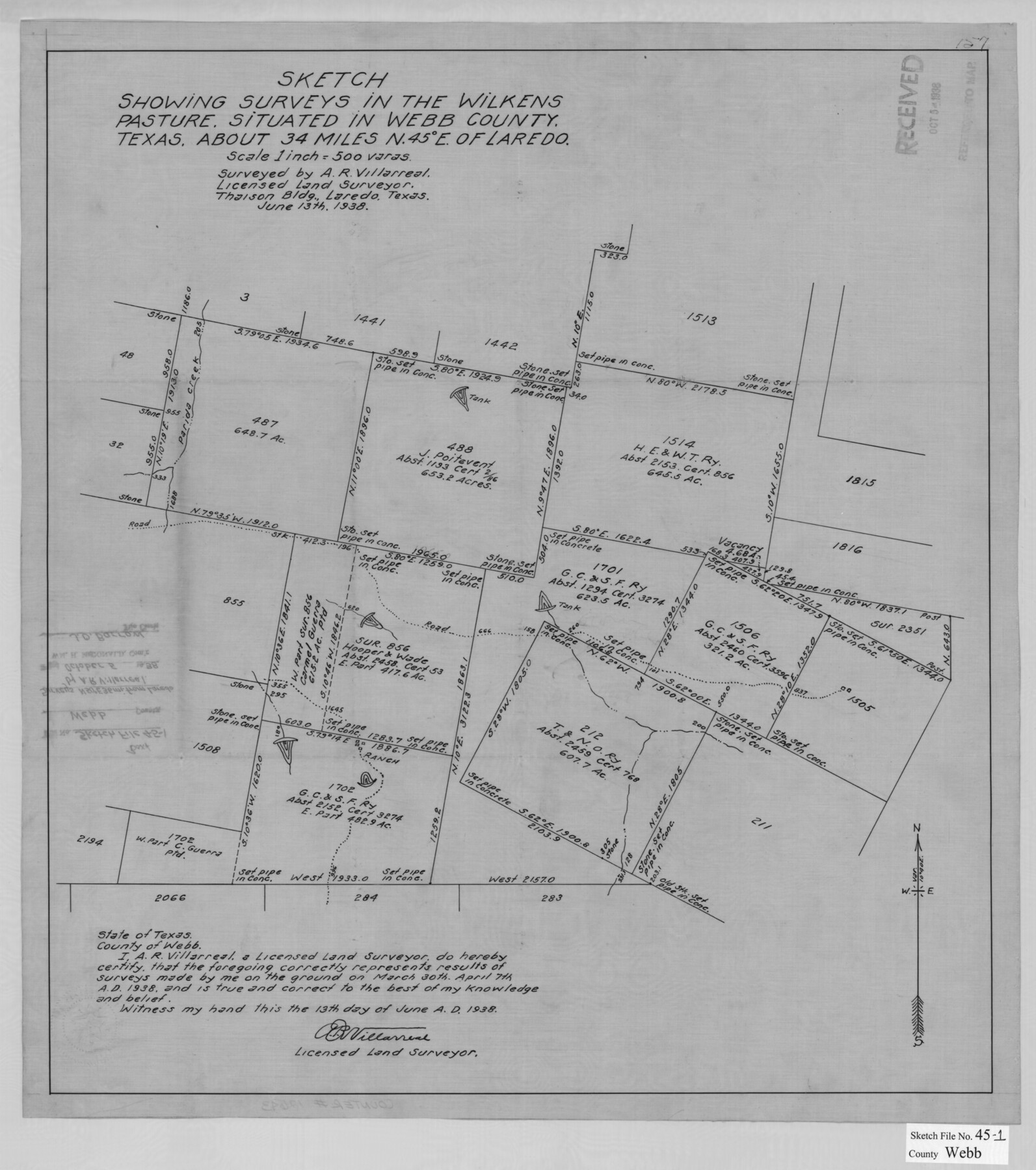 12643, Webb County Sketch File 45-1, General Map Collection