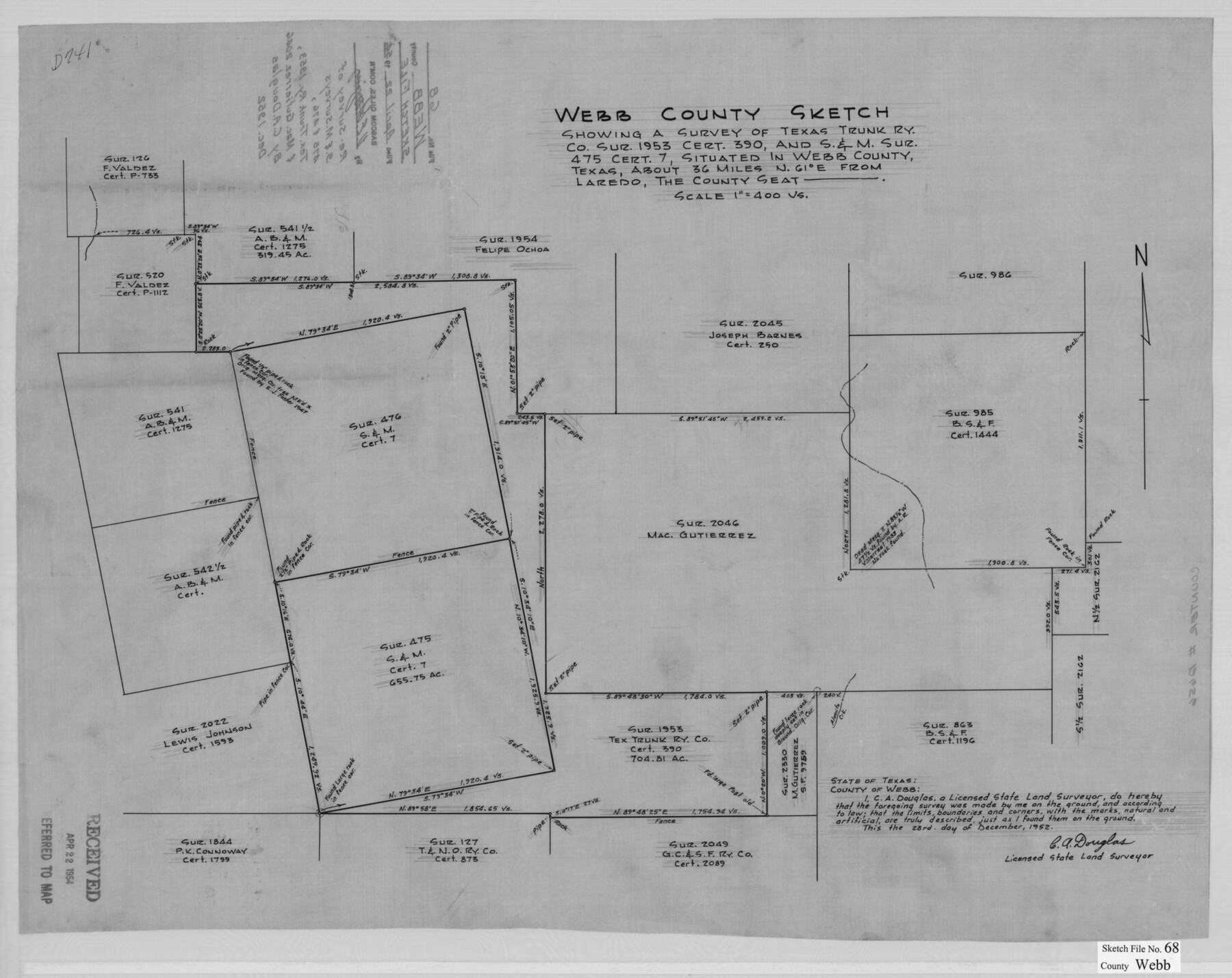 12656, Webb County Sketch File 68, General Map Collection