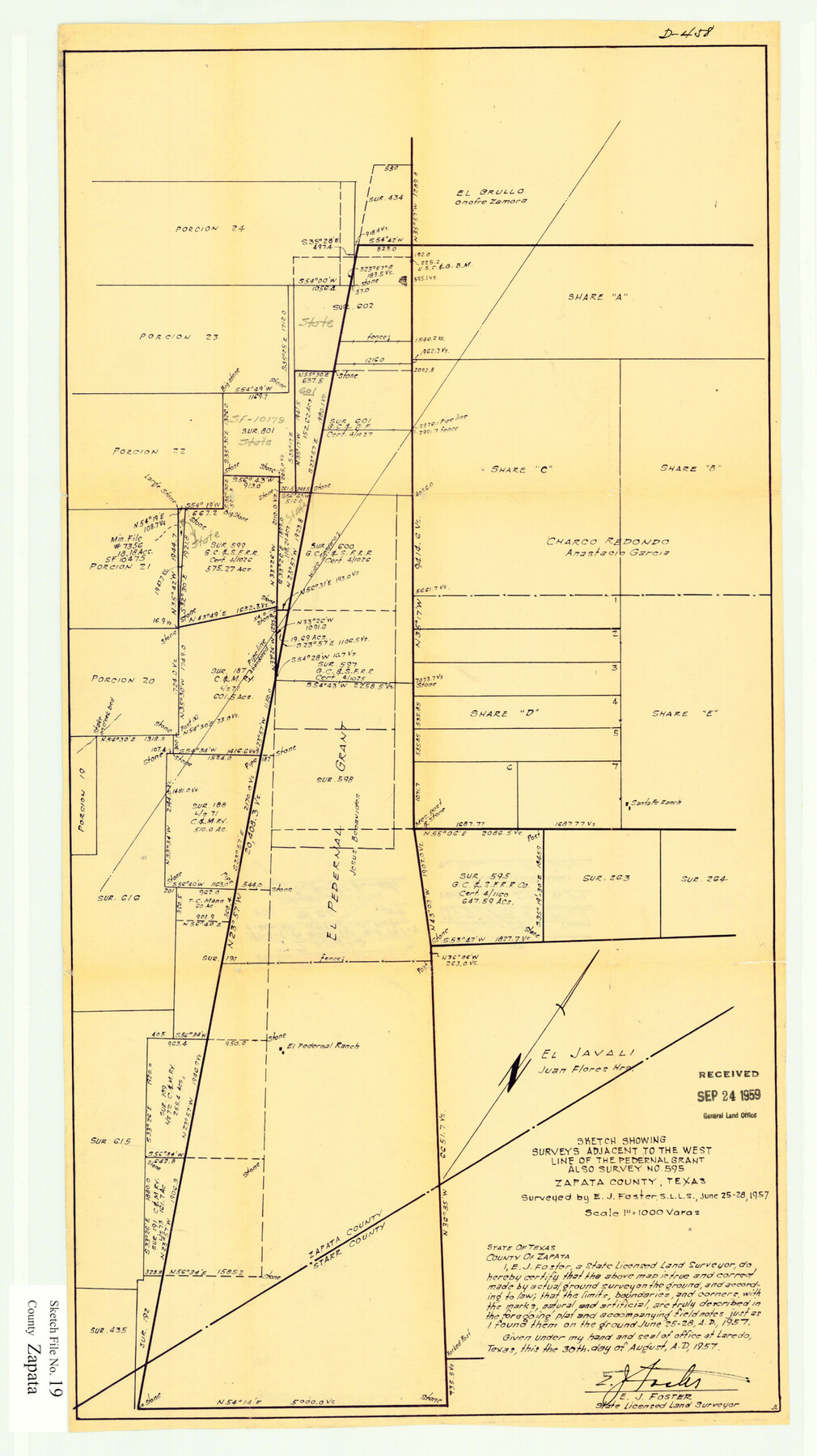 12724, Zapata County Sketch File 19, General Map Collection