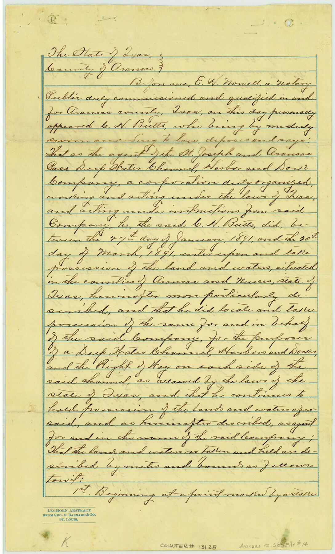 13128, Aransas County Sketch File 14, General Map Collection