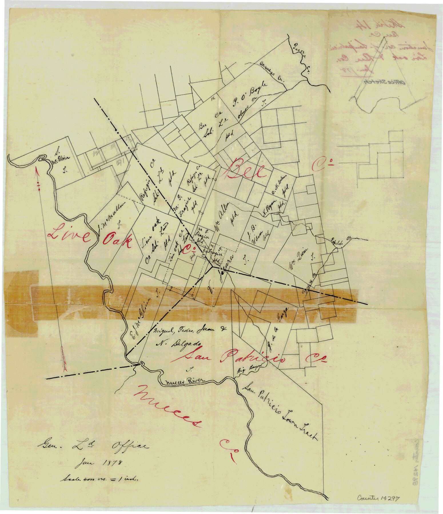 14297, Bee County Sketch File 14, General Map Collection