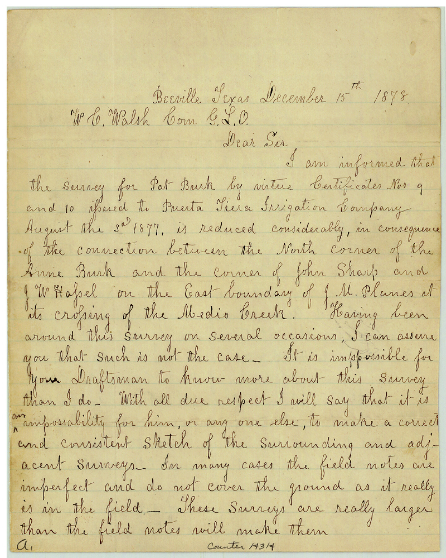 14314, Bee County Sketch File 22, General Map Collection