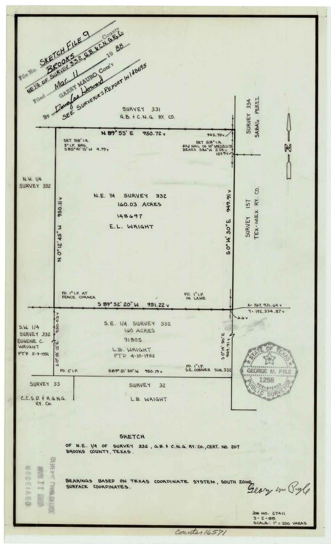 16571, Brooks County Sketch File 9, General Map Collection