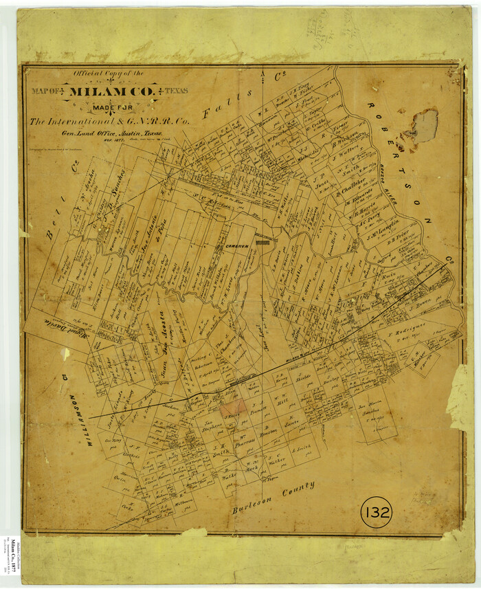 581, Official Copy of the Map of Milam County made for the International and G. N. R. R. Co., Maddox Collection