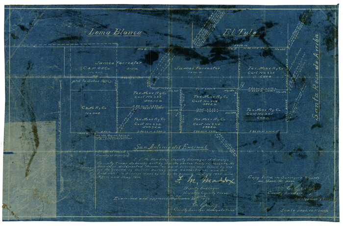 624, [Sketch Showing Loma Blanca , El Tule and San Antonio de Encinal Leagues in Brooks County, Texas], Maddox Collection
