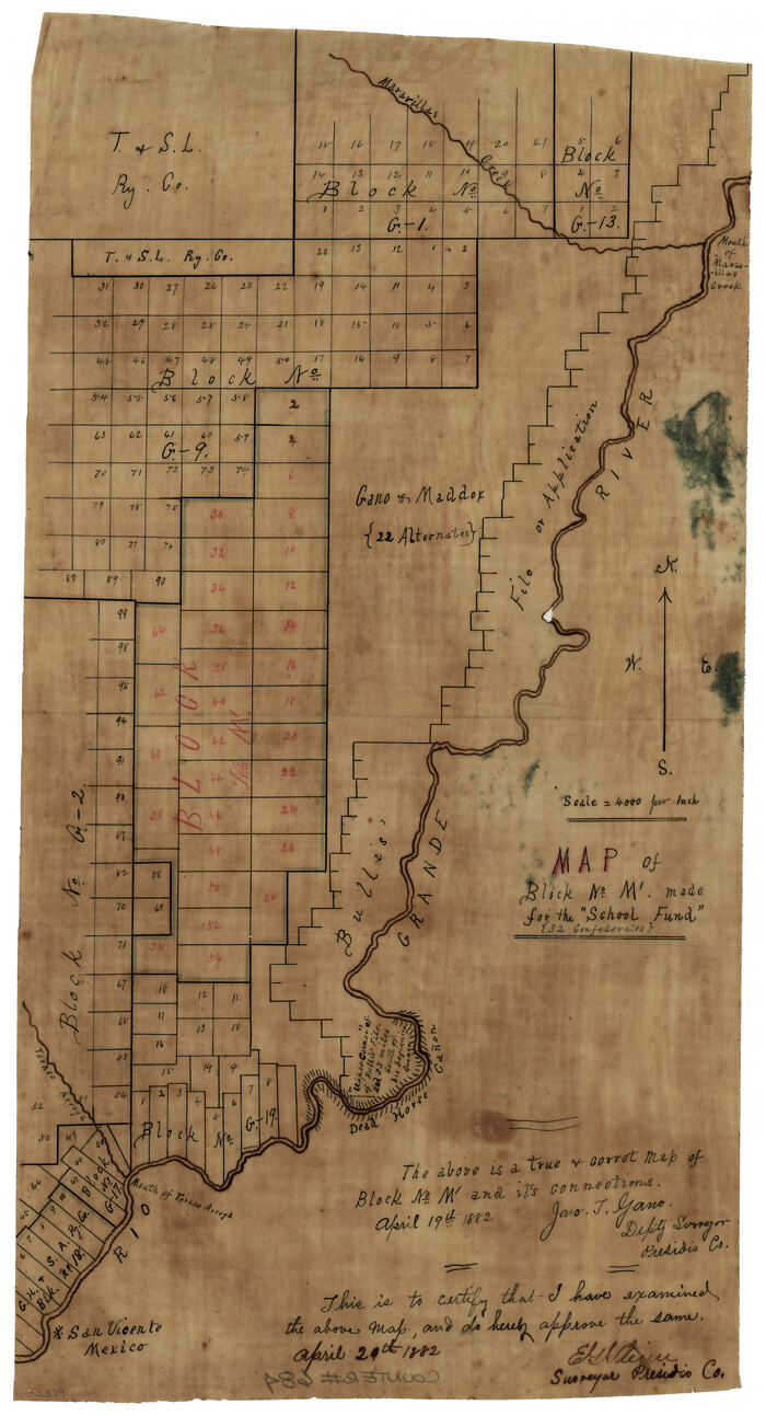 684, Map of Block No. "M1" made for the "School Fund" (32 Confederates), Maddox Collection
