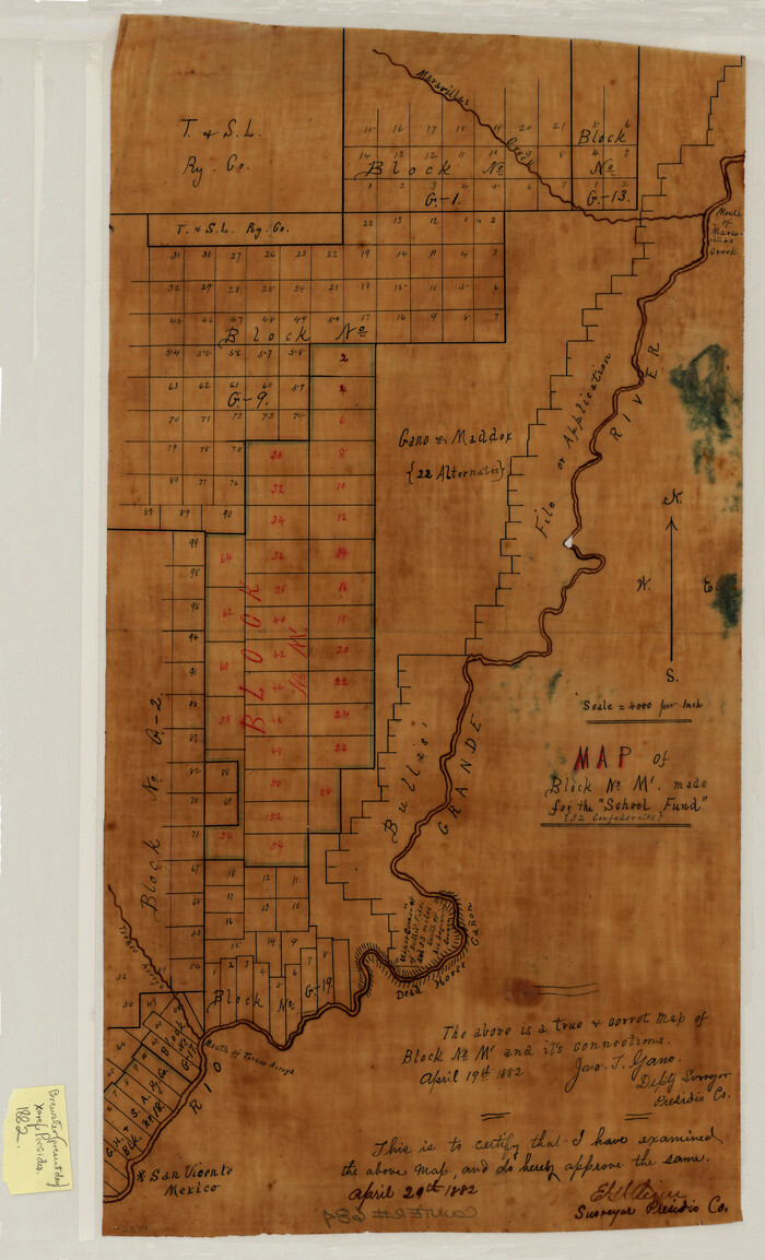 684, Map of Block No. "M1" made for the "School Fund" (32 Confederates), Maddox Collection