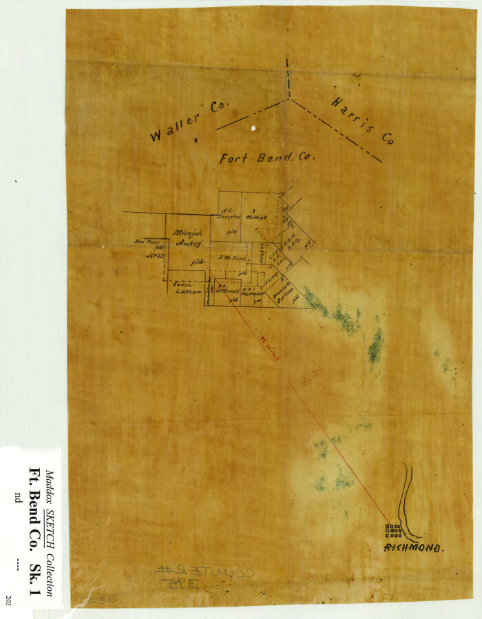 395, [Sketch Showing Surveys Adjacent to Richmond, Fort Bend County, Texas], Maddox Collection