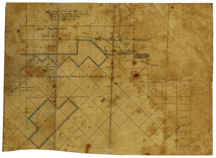 414, [Surveying Sketch of John Poitevent Block 1, Railroad Lands, et al in Knox County, Texas], Maddox Collection
