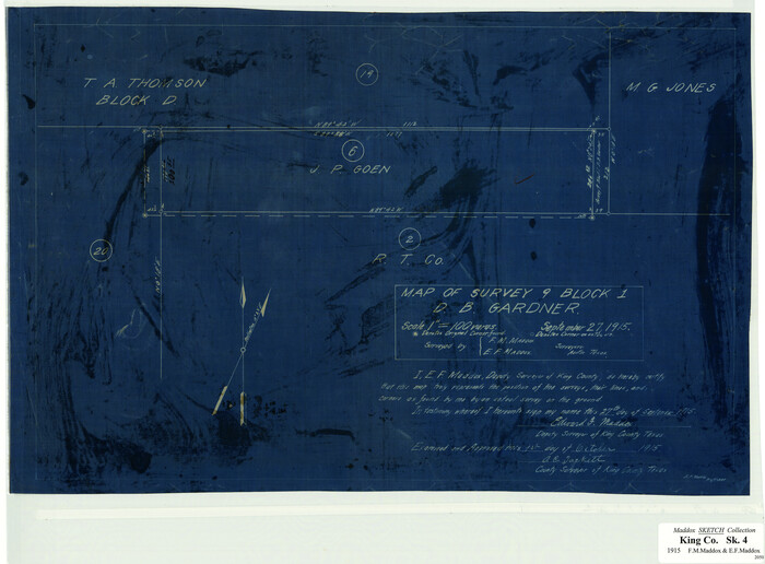 415, Map of Survey 9, Block 1, D.B. Gardner, Maddox Collection