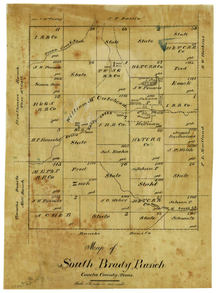 424, Map of South Brady Ranch, Concho County, Texas, Maddox Collection
