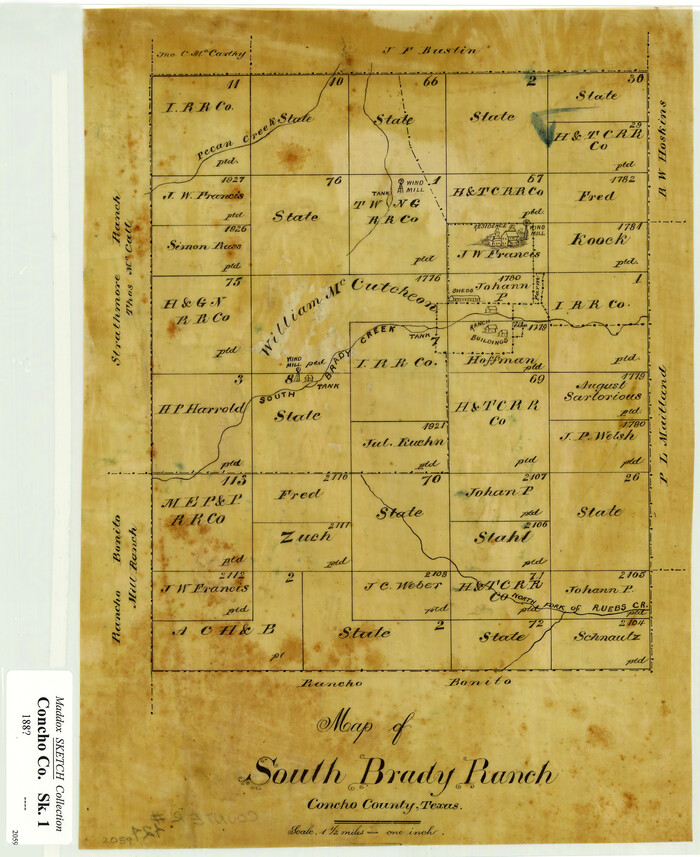424, Map of South Brady Ranch, Concho County, Texas, Maddox Collection