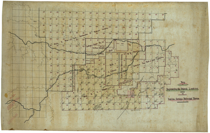 469, Map Representing the Original Locations of Various Surveys Deliniated Thereon, Maddox Collection

