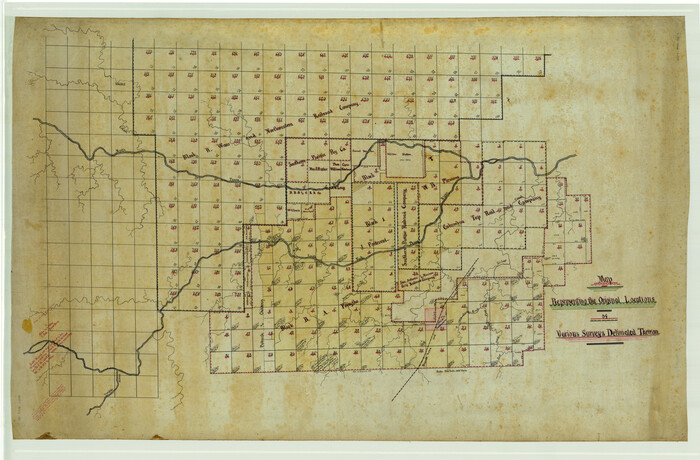 469, Map Representing the Original Locations of Various Surveys Deliniated Thereon, Maddox Collection