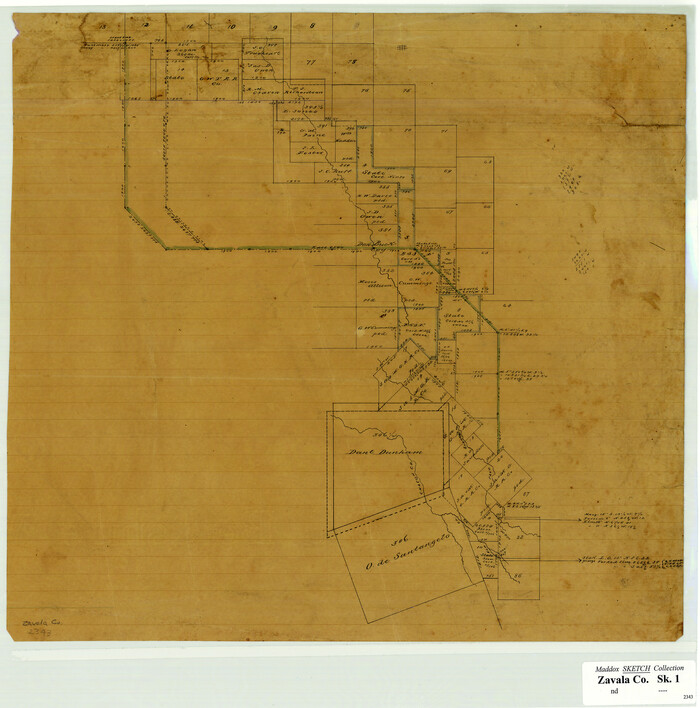 708, [Surveying sketch of Dan'l. Dunham, O. de Santangelo, et al in Zavala County], Maddox Collection