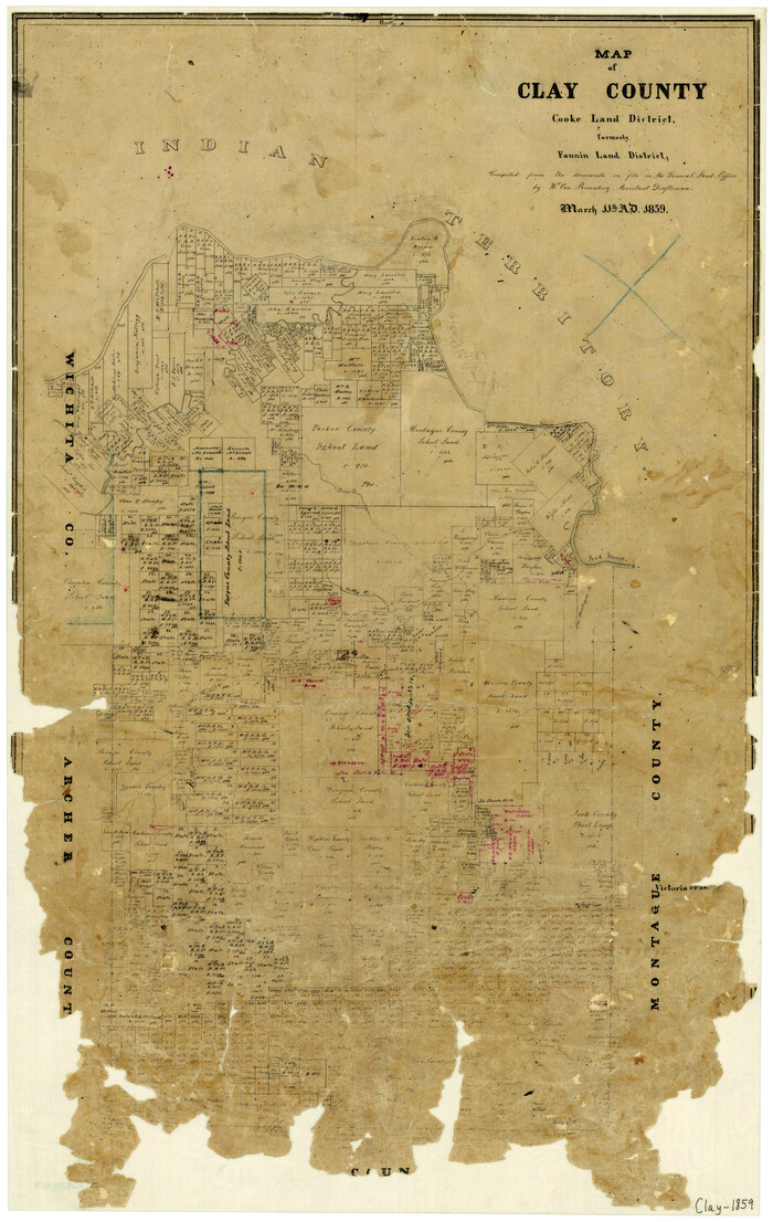 1049, Map of Clay County, Cooke Land District, formely(sic.) Fannin Land District, General Map Collection