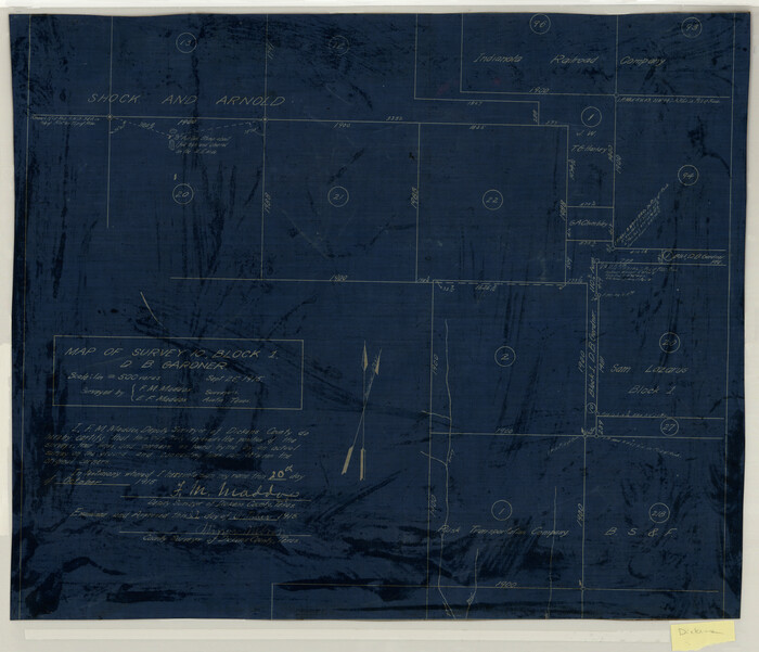 10764, Map of Survey 10, Block 1, D.B. Gardner, Maddox Collection