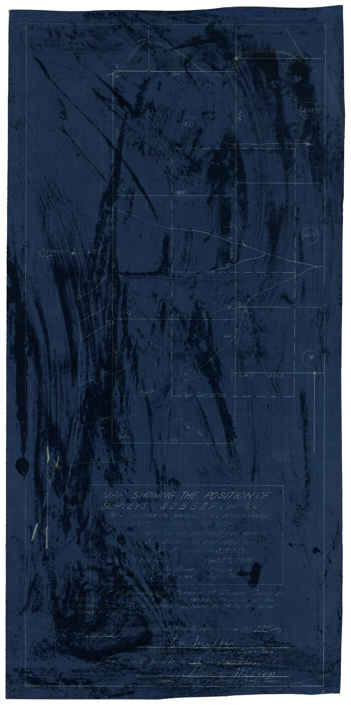 10768, Map Showing the position of surveys 1 & 2, B.S. & F. Cert 1/356, Maddox Collection
