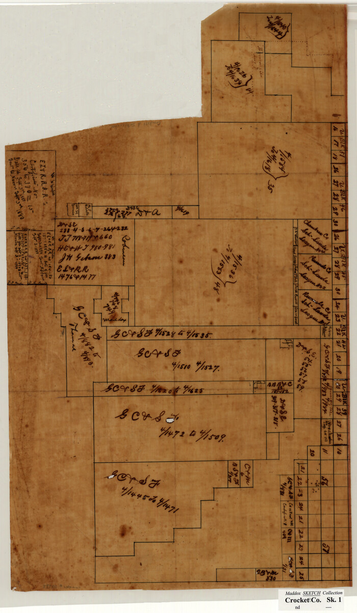10778, [Sketch of Surveys in Crockett County, Texas], Maddox Collection