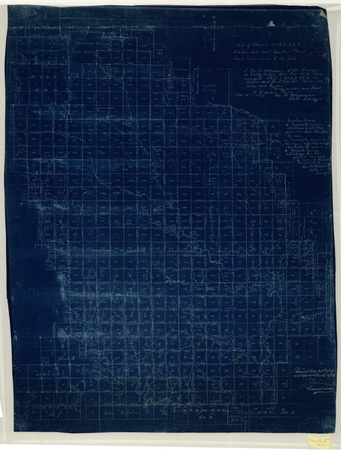 10780, Map of Block 1, H. & G. N. R. R. Co., Dickens and Kent Counties Texas, Maddox Collection