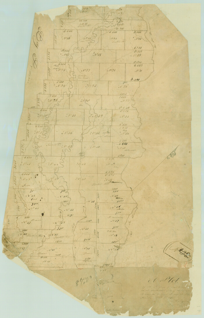 13, A Plat of the League of land surveyed on the south-west side of the Rio San Bernardo between it and the Bay-Prairie, General Map Collection