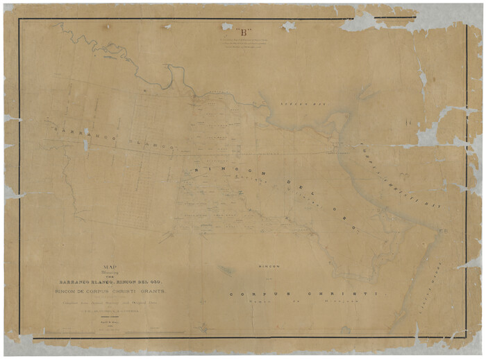 16781, Map Showing the Barranco Blanco, Rincon del Oso, and Rincon de Corpus Christi Grants, General Map Collection