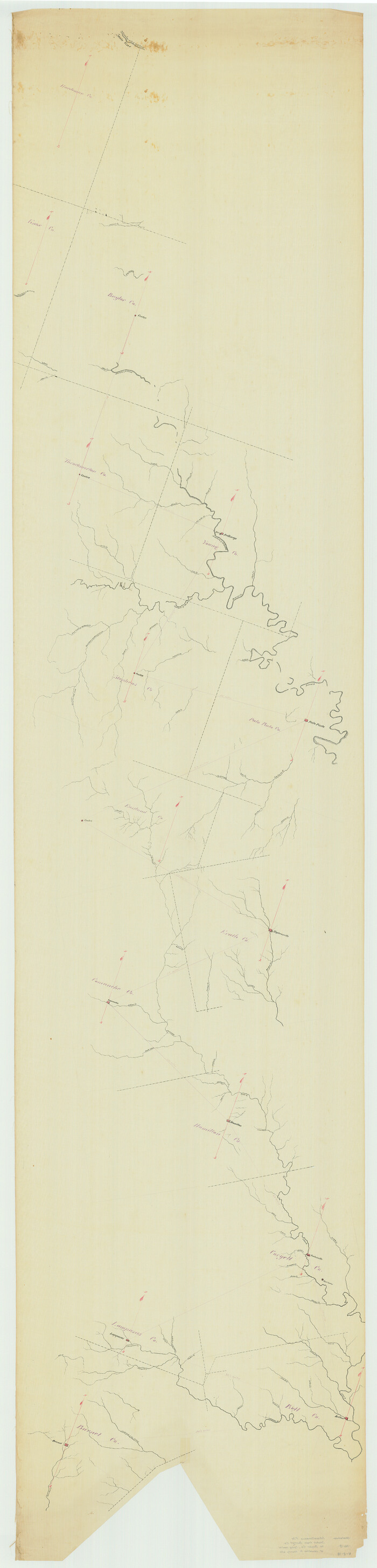 1699, [Sketch from Burnet Co. to Baylor Co. tying center of counties to county site], General Map Collection