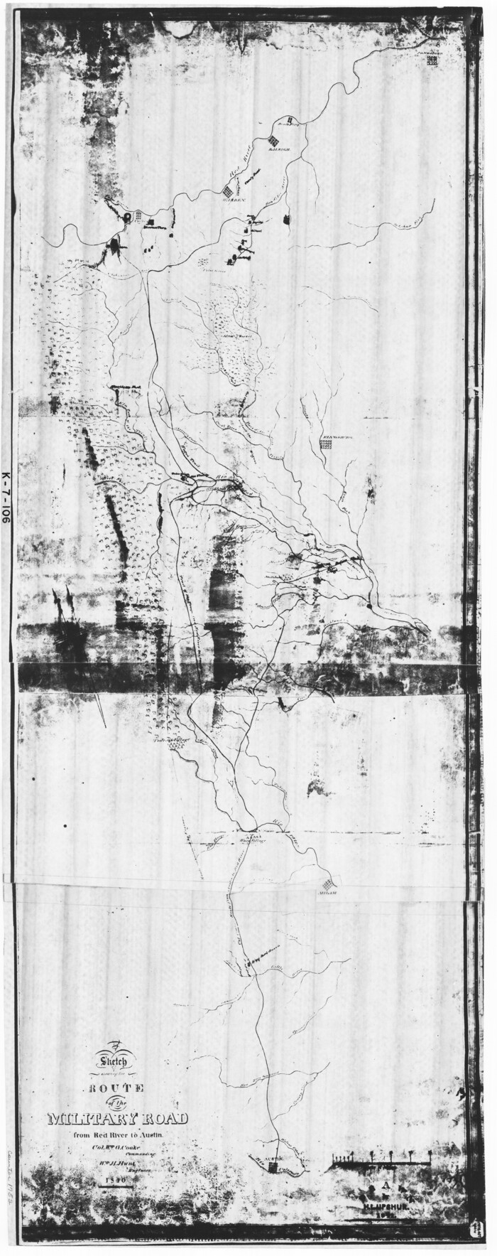 1752, Sketch showing the route of the military road from Red River to Austin, General Map Collection