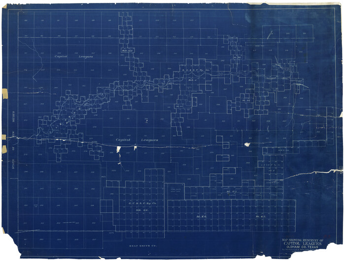 1755, Map showing resurvey of Capitol Leagues, Oldham Co., Texas, General Map Collection
