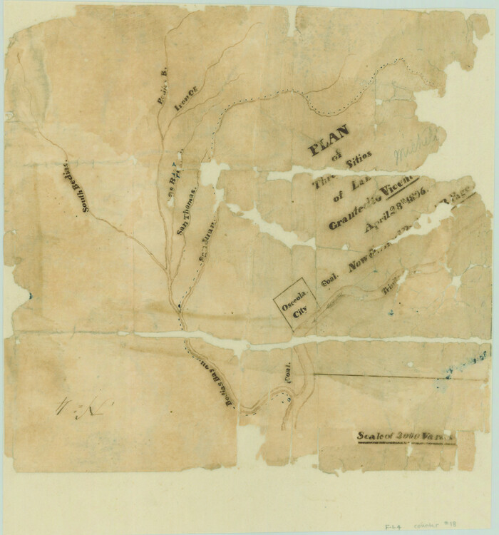 18, Plan of Three Sitios of Land Granted to Vicente Micheli, General Map Collection