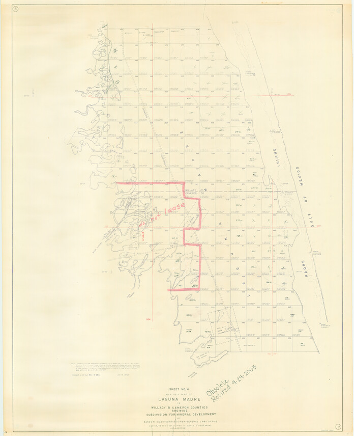 1925, Part of Laguna Madre in Willacy and Cameron Counties, showing Subdivision for Mineral Development, General Map Collection