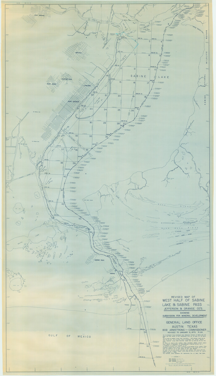 1935, Revised Map of West Half of Sabine Lake, showing Subdivision for Mineral Development; Jefferson and Orange Counties, General Map Collection
