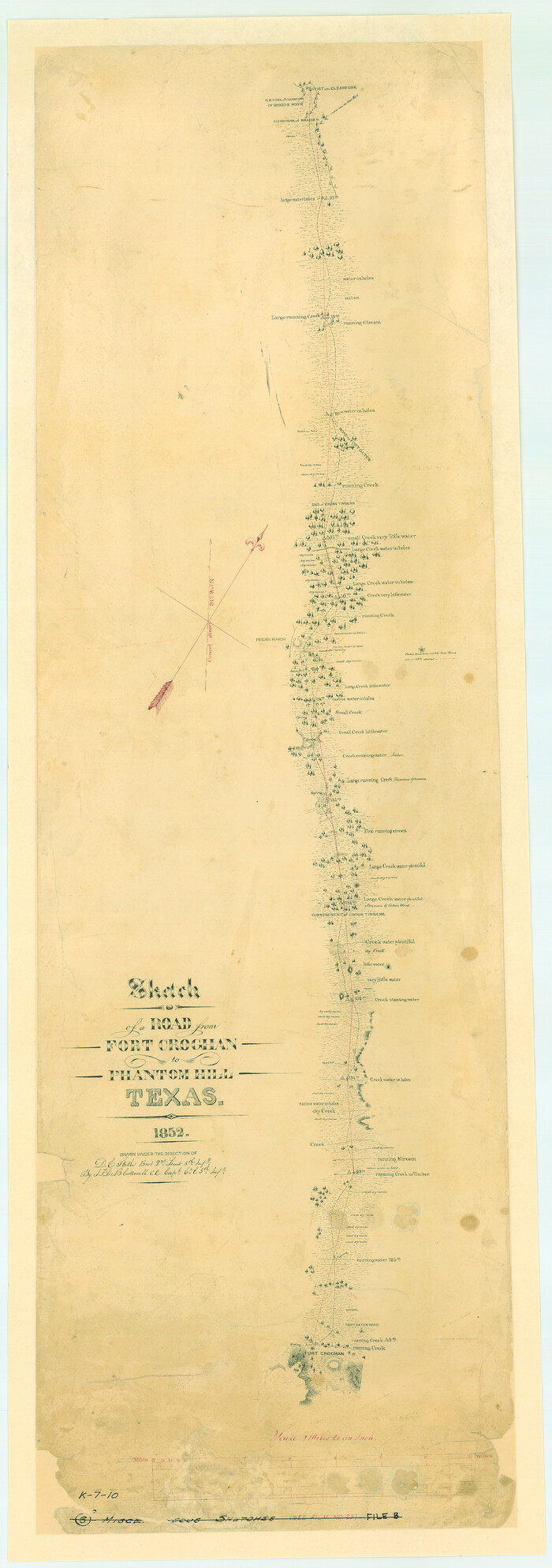 2007, Sketch of a road from Fort Croghan to Phantom Hill, Texas, General Map Collection