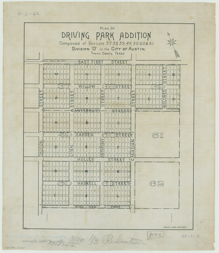 2024, Plan of Driving Park Addition composed of Out-lots 37, 38, 39, 49, 50, 60, & 61, Division "O" in the City of Austin, General Map Collection
