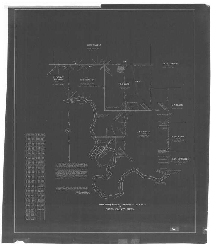 2039, Sketch of Resurvey of J. R. Castlebury Est., SF 12725 in Gregg County, General Map Collection
