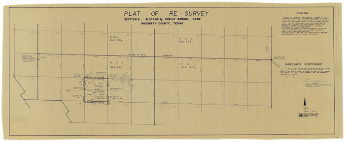 2080, Plat of Re-survey Section 8, Block 66 1/2, Public School Land, General Map Collection
