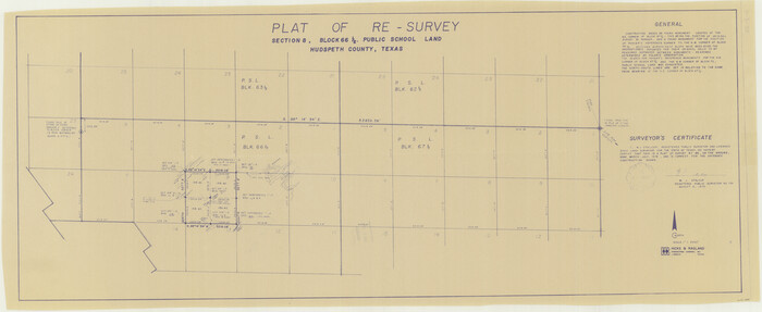 2080, Plat of Re-survey Section 8, Block 66 1/2, Public School Land, General Map Collection