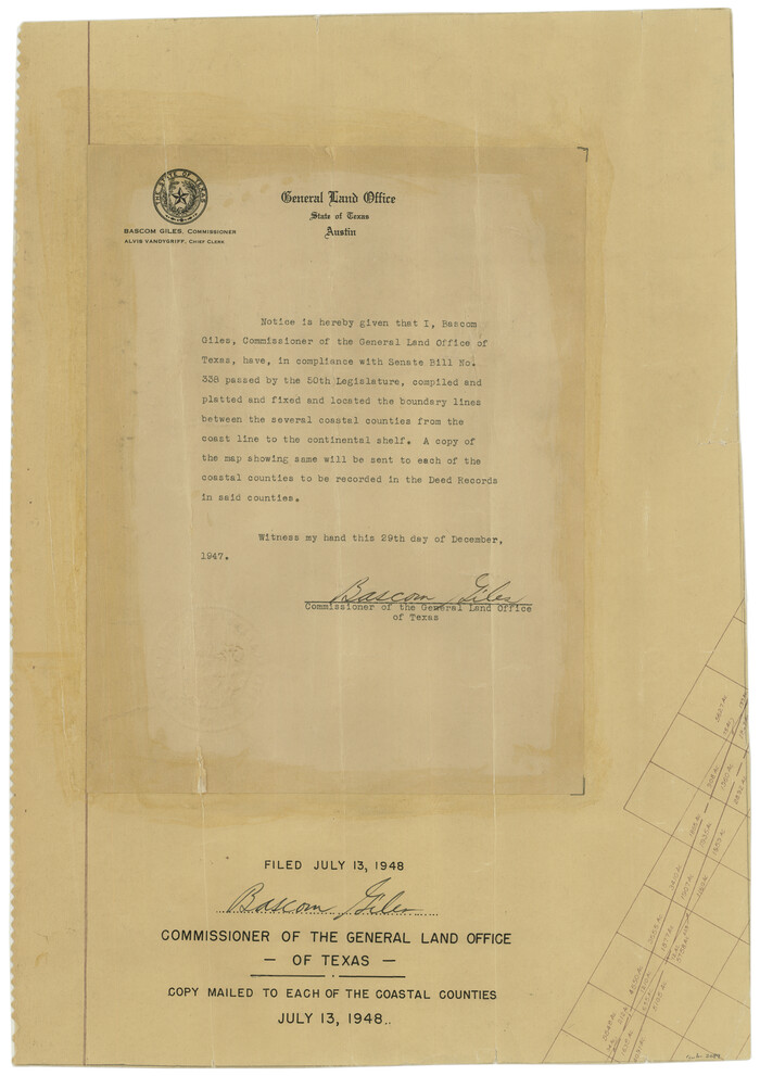2089, [Affadavit regarding boundary lines between the several coastal counties from coastline to Continental Shelf], General Map Collection
