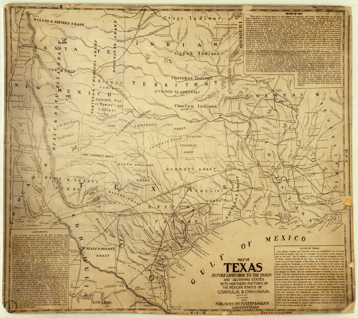 2107, Map of Texas Before Admission to the Union and Adjoining State with Northern Portions of the Mexican States of Coahulia & Chihuahua, General Map Collection