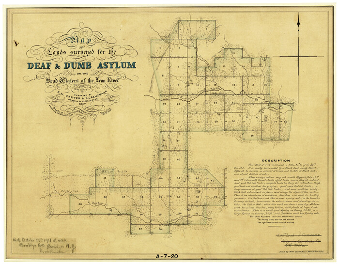2209, Map of Lands surveyed for the Deaf & Dumb Asylum on the head waters of the Leon River, General Map Collection