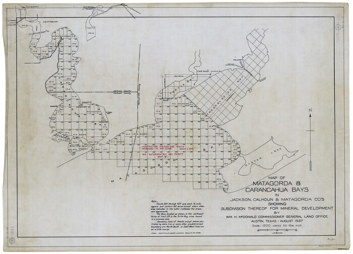 2255, Map of Matagorda & Carancahua Bays in Jackson, Calhoun & Matagorda Cos. showing subdivision thereof for mineral development, General Map Collection
